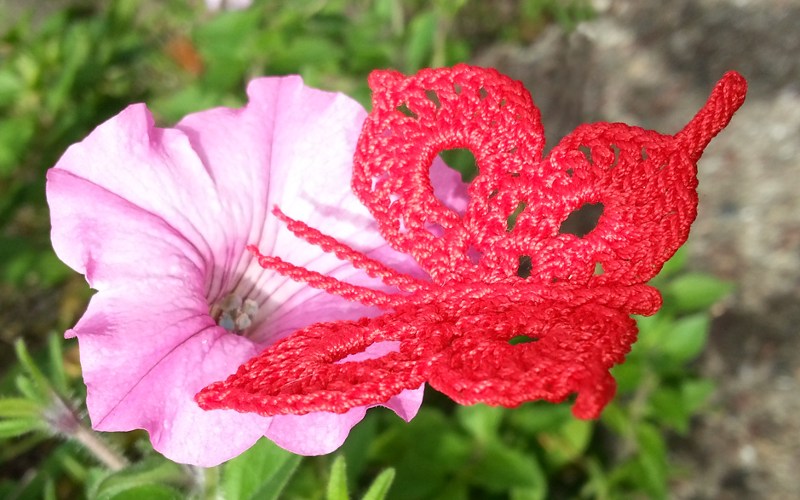 Crochet Butterfly on Flower