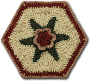 Roses motif medallion hexagon