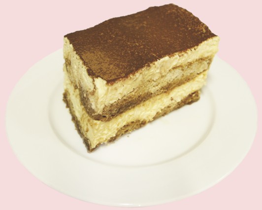 tiramisu cake slice on plate